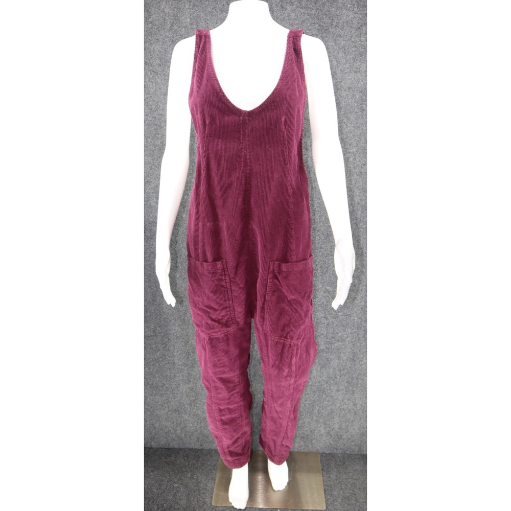Free People Sleeveless Romper Women Medium Purple Diamond 3" Button Close EUC